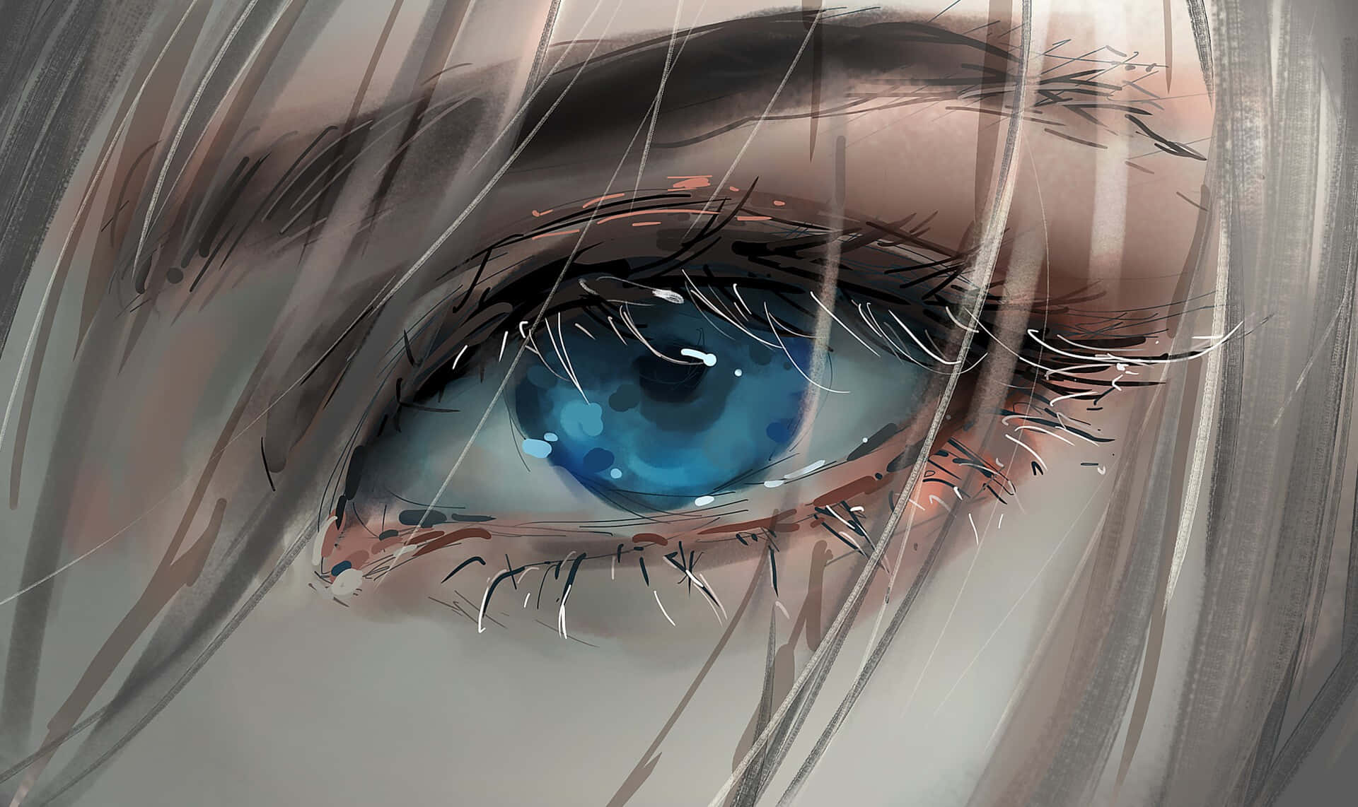 Blue Eyes Digital Painting Wallpaper