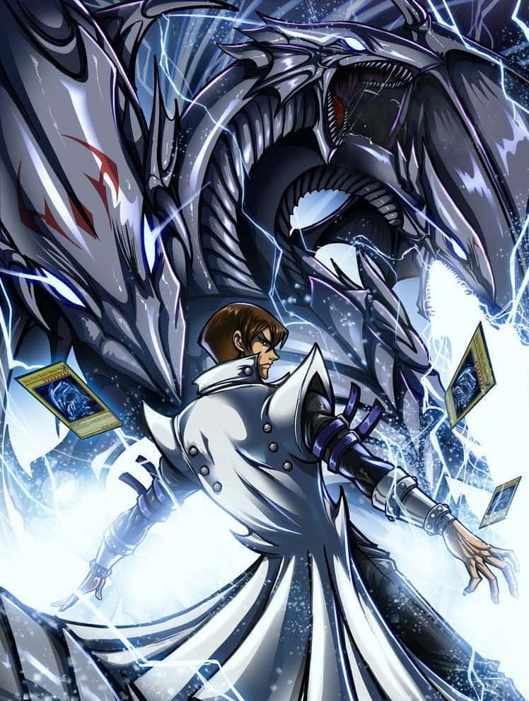 Blue Eyes White Dragon In Combat Wallpaper