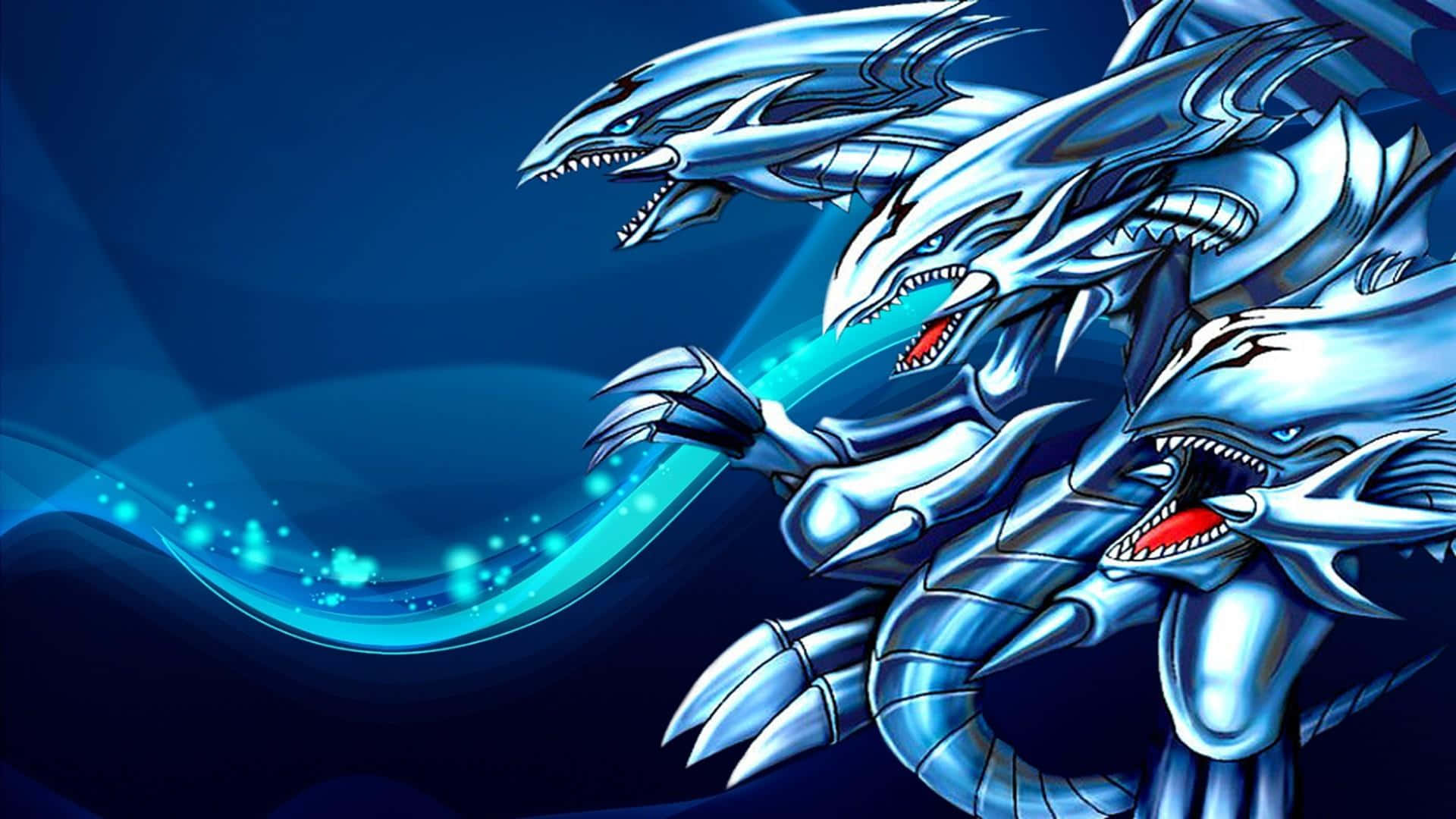 A Blue And Silver Dragon With A Blue Background Wallpaper