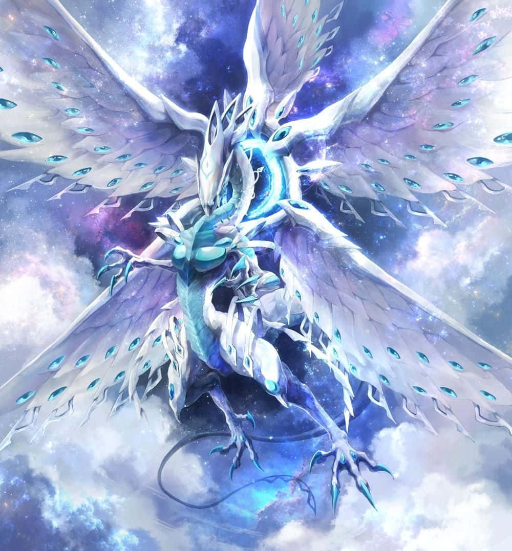 A White Dragon With Wings Flying In The Sky Wallpaper