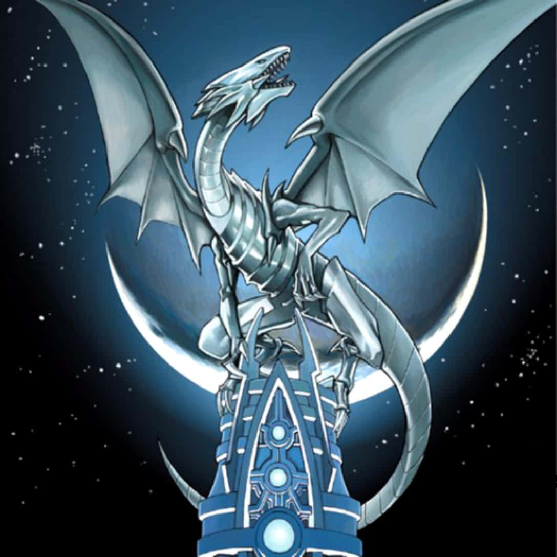 A Blue And White Dragon On Top Of A Tower Wallpaper