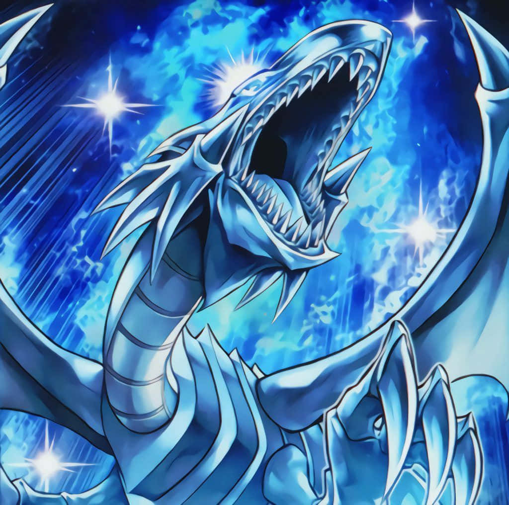 A Blue Dragon With Its Mouth Open Wallpaper
