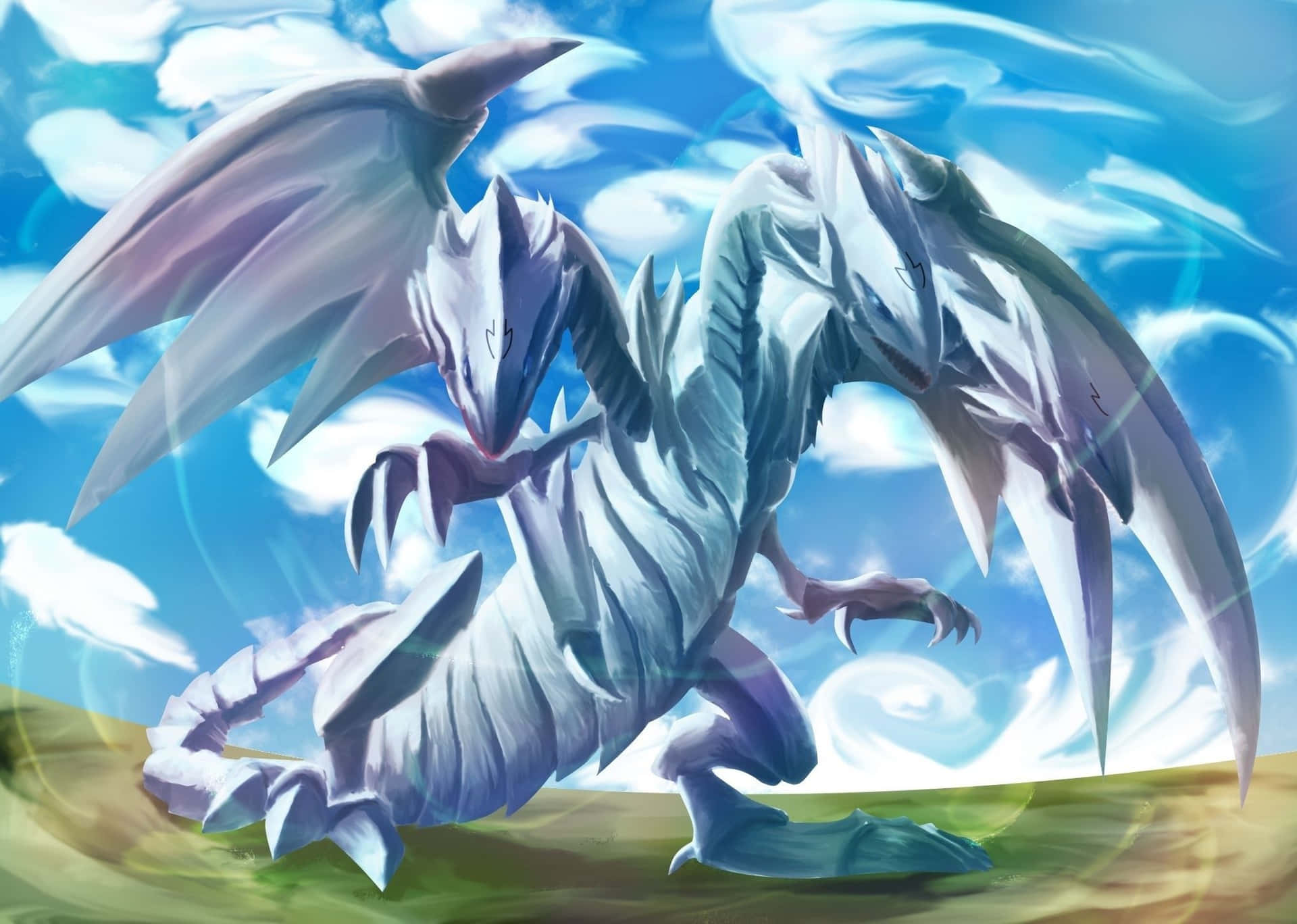 A White Dragon With Wings In The Sky Wallpaper