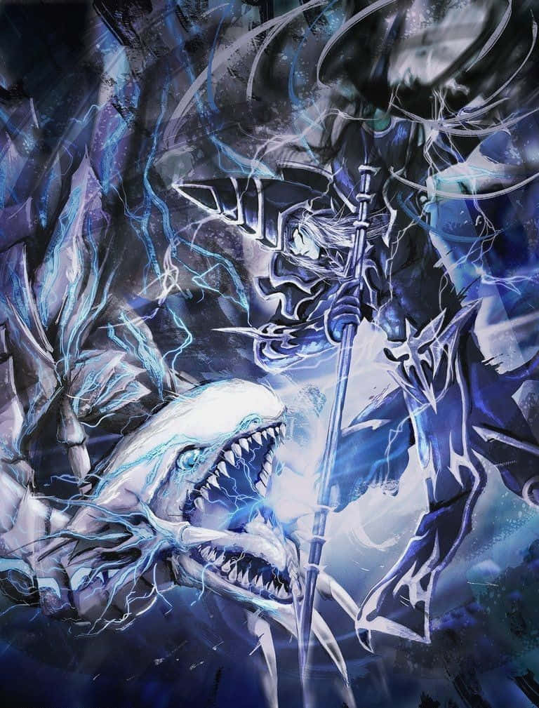 Majestic Blue Eyes White Dragon Illustration Wallpaper