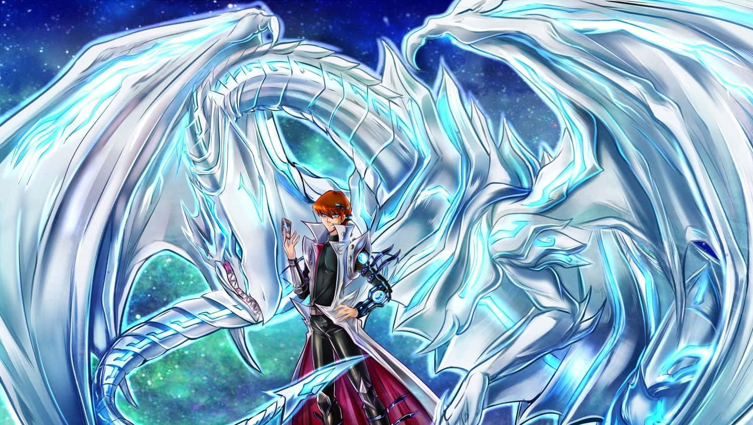 Download Blue Eyes White Dragon In Combat Wallpaper | Wallpapers.com