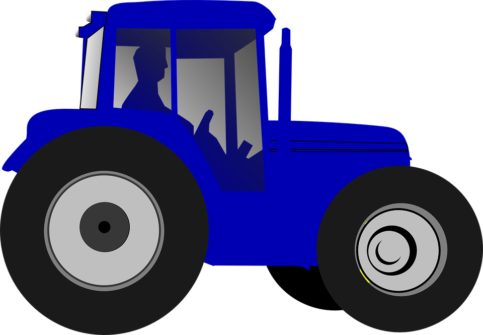 Blue Farm Tractor Vector PNG