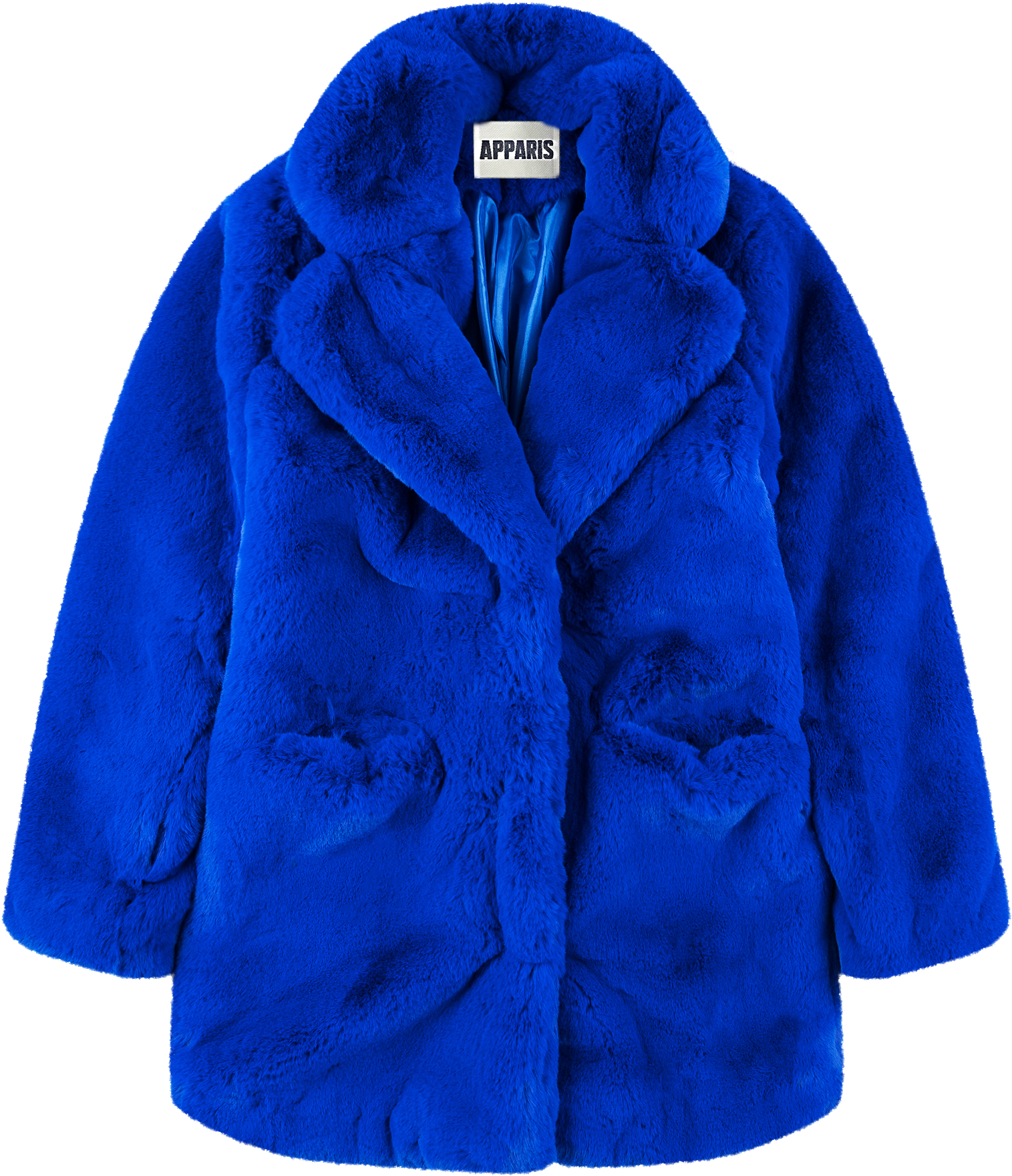 Blue Faux Fur Coat Apparis Brand PNG