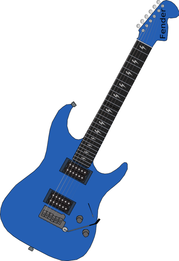 Blue Fender Electric Guitar Illustration PNG