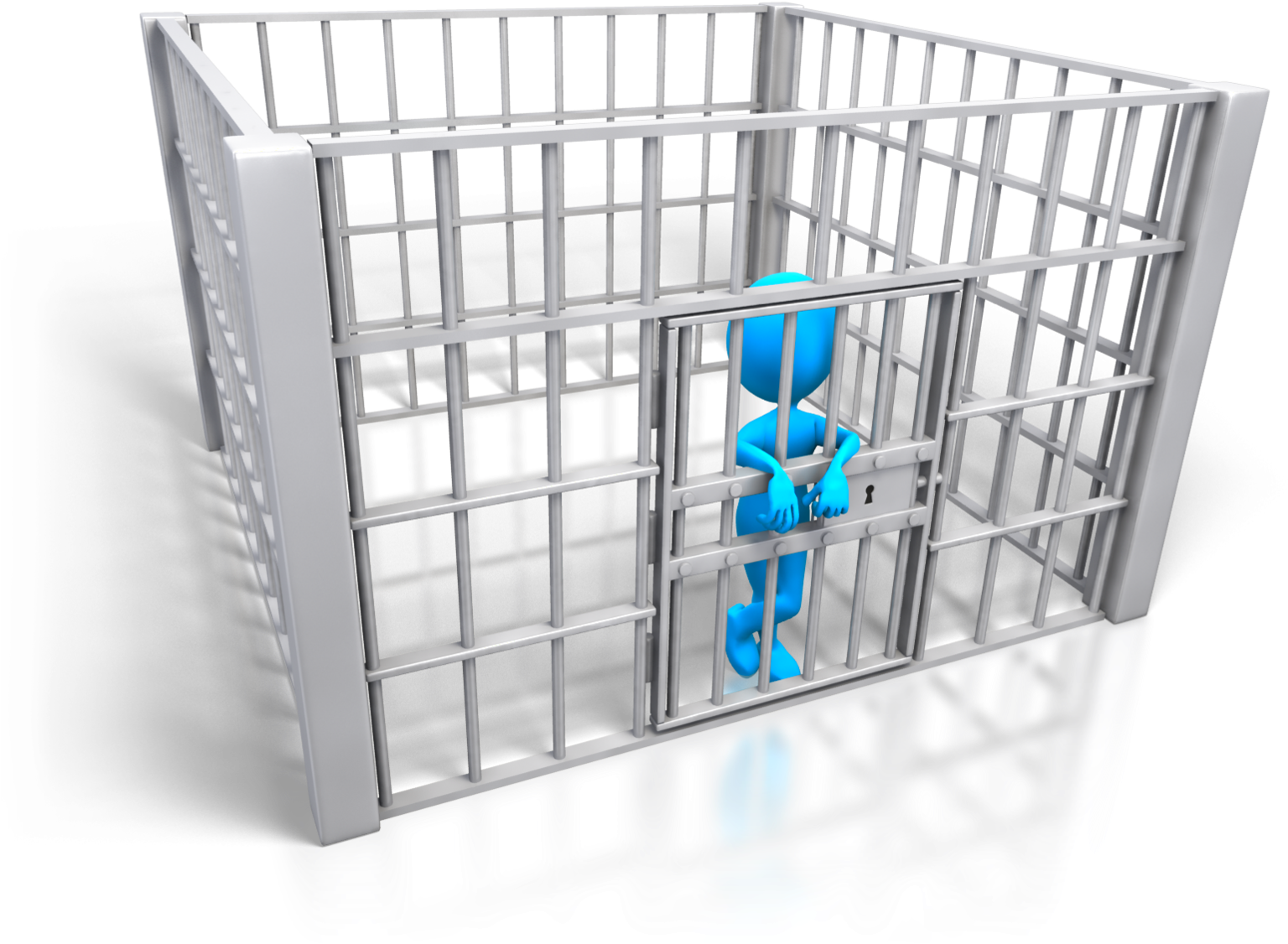 Blue Figure In Prison Cell PNG