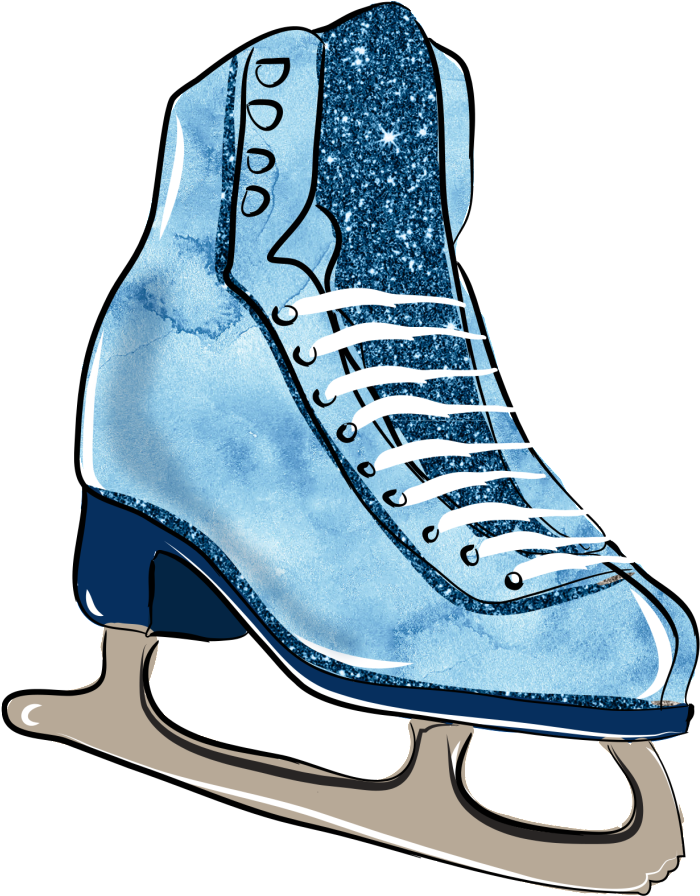 Blue Figure Skate Illustration PNG