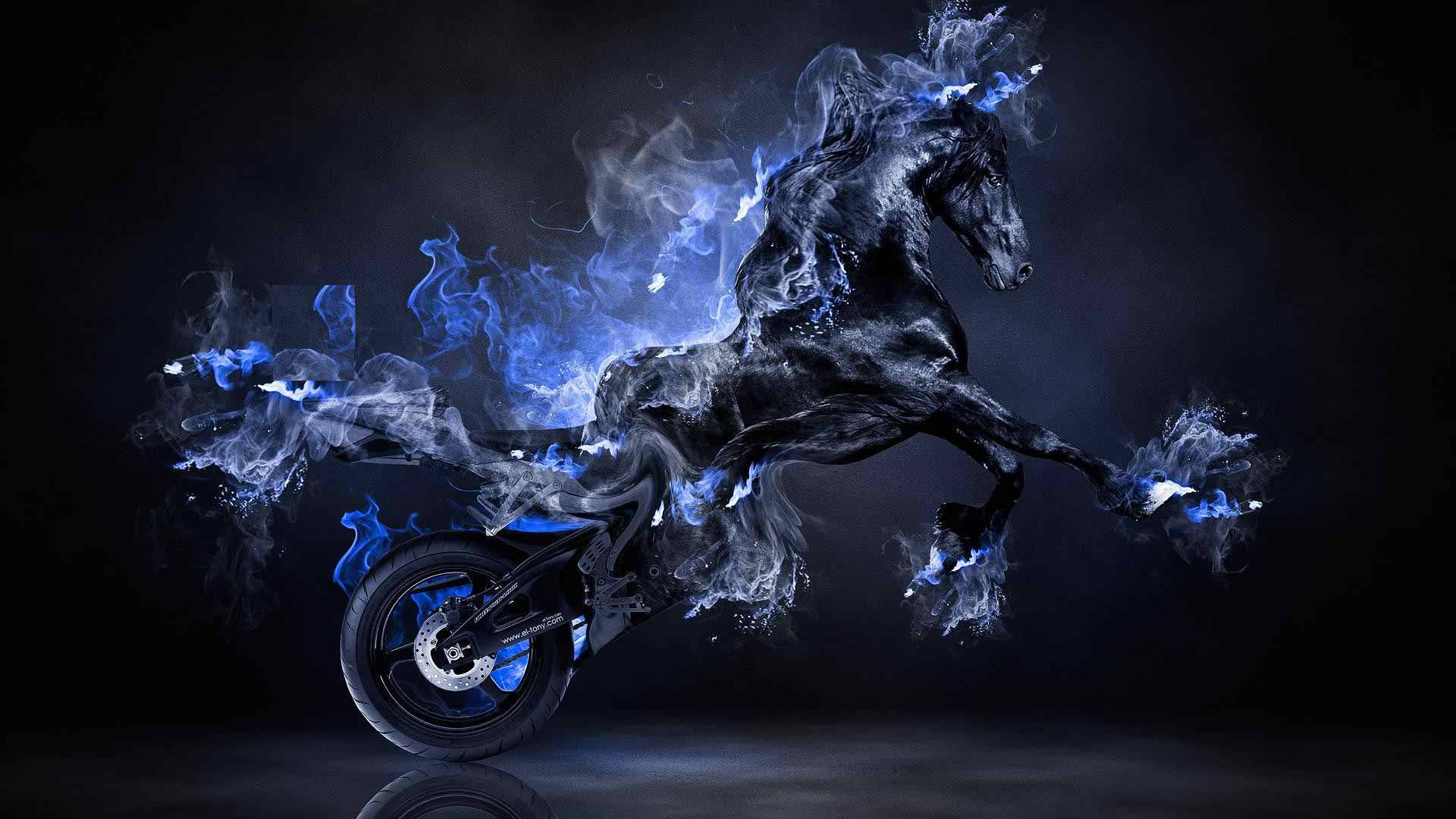 Blue Fire Ducati Horse Picture