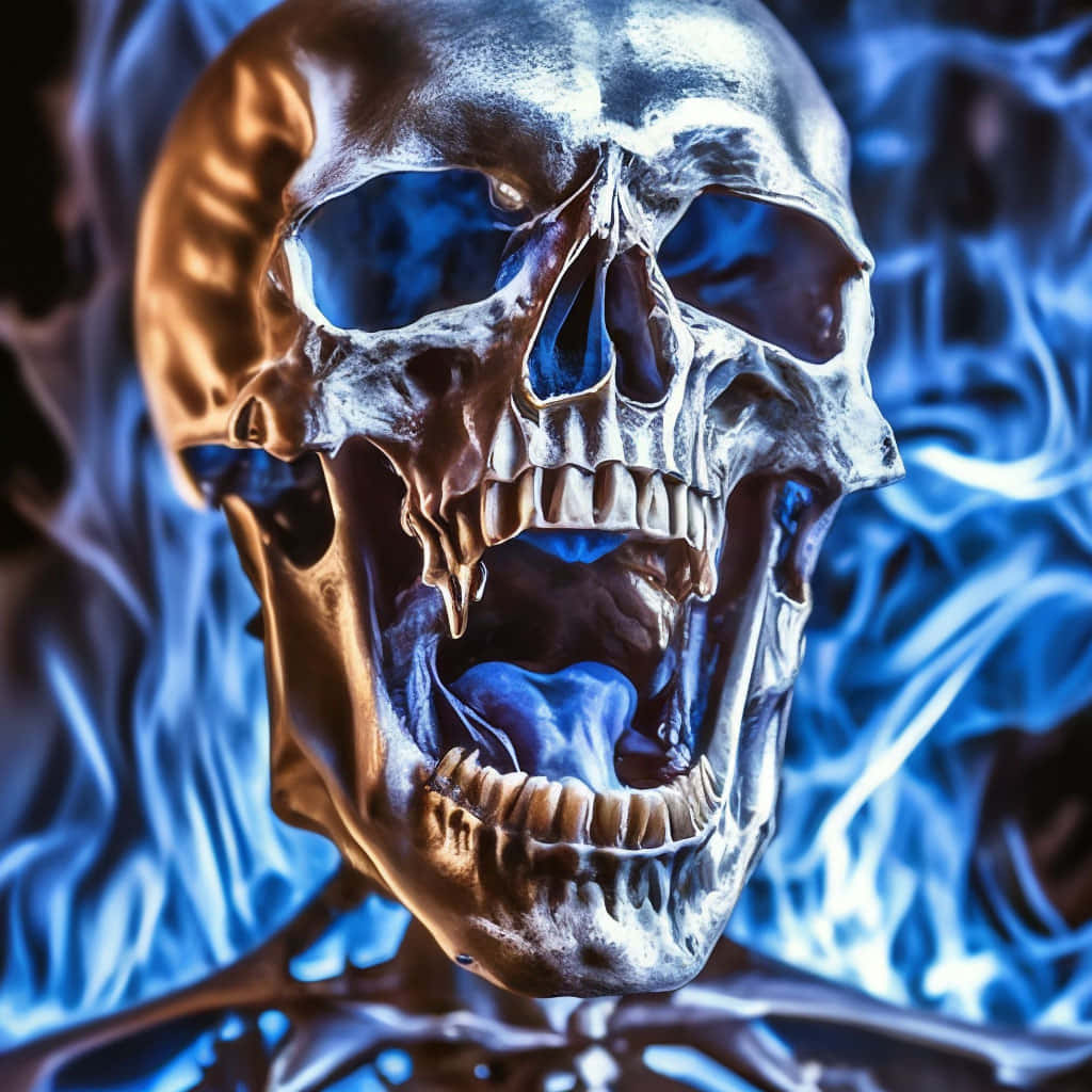 Blue_ Fire_ Skull_ Artwork Wallpaper