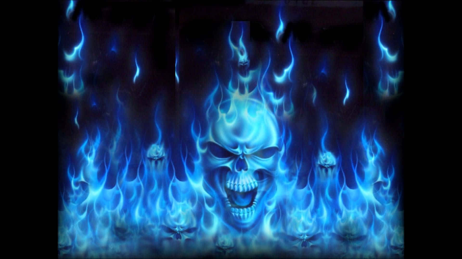 Blue_ Fire_ Skull_ Artwork Wallpaper
