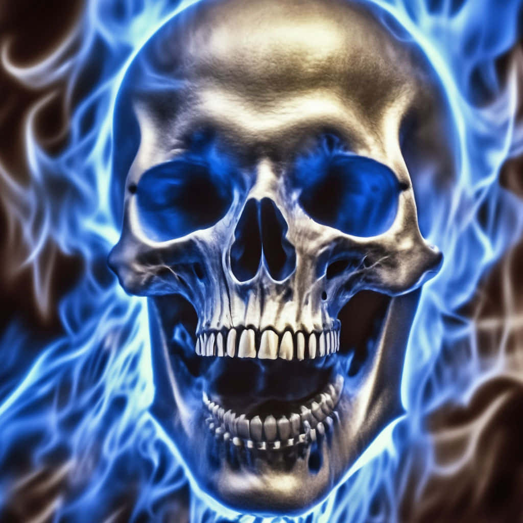 Blue_ Fire_ Skull_ Artwork.jpg Wallpaper