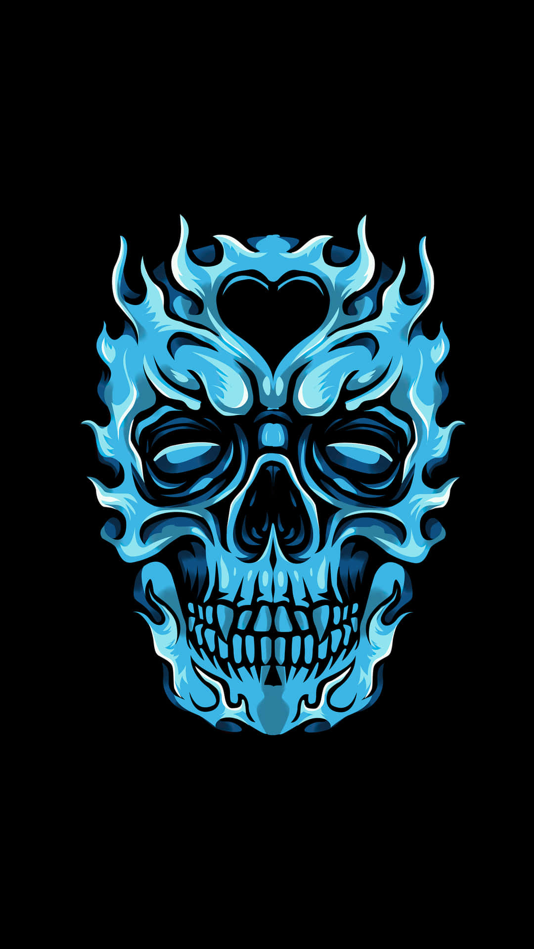 Blue_ Fire_ Skull_ Graphic Wallpaper