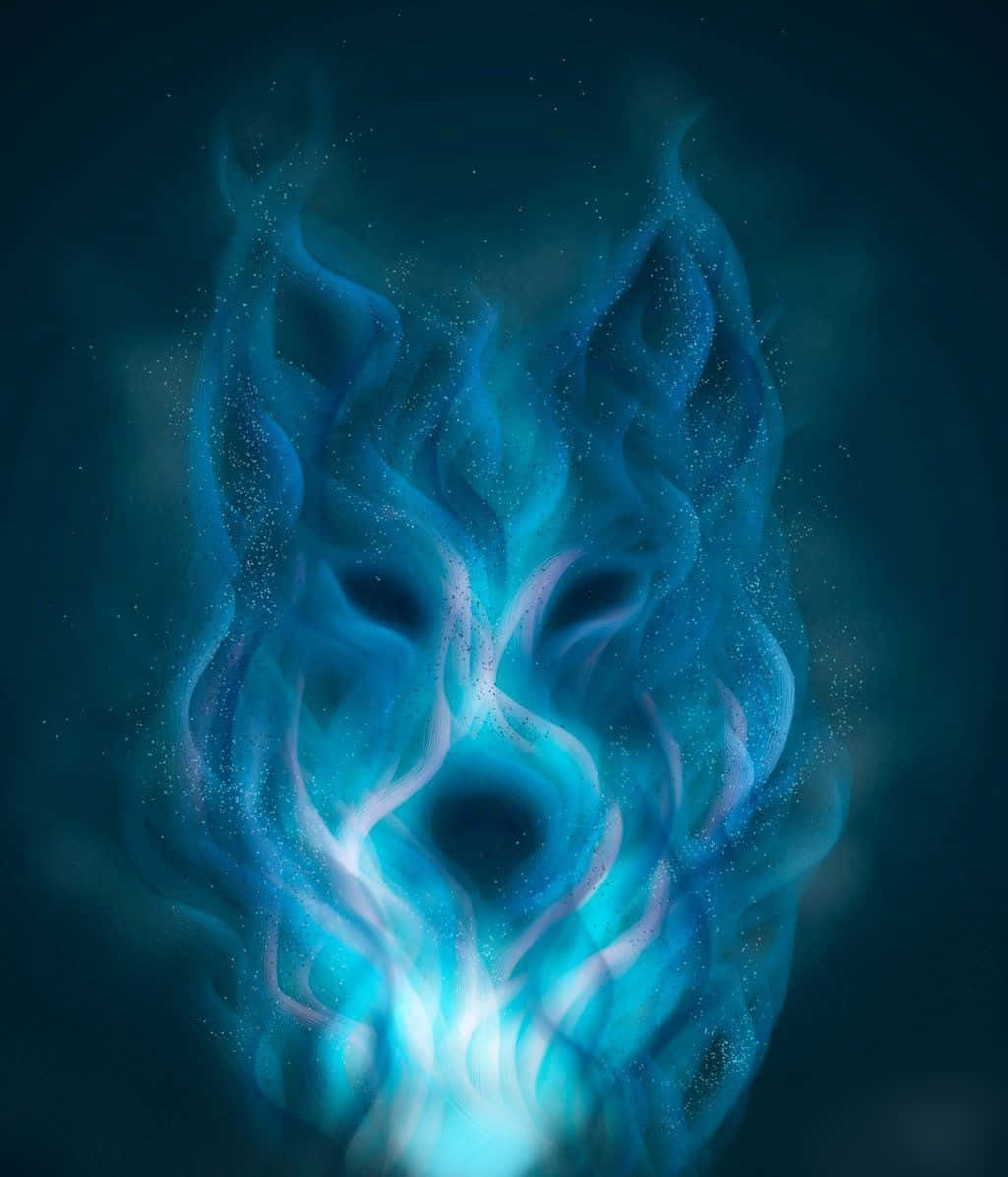Blue Fire Wolf With White Shimmers Wallpaper