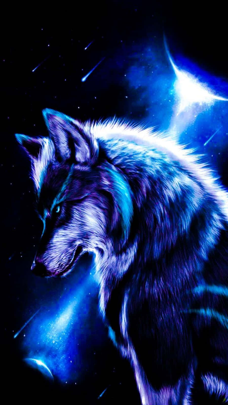 Blue Fire Wolf With Streak Of Light Wallpaper