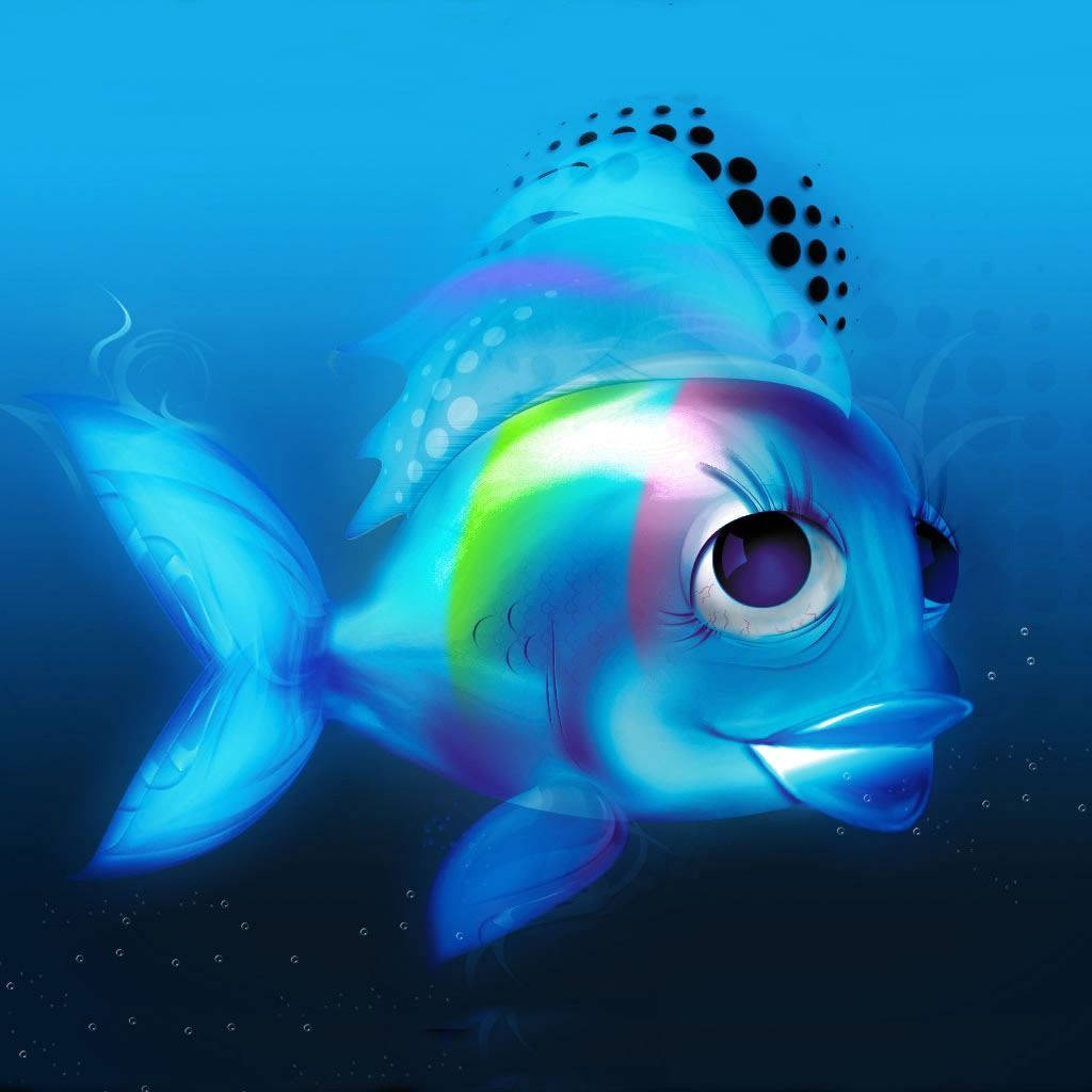Animated big blue fish in the ocean HD wallpaper.
