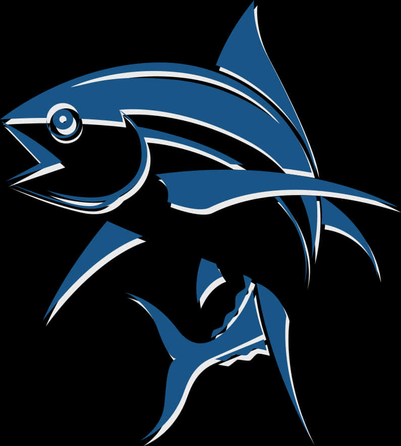 Blue Fish Logo Design PNG