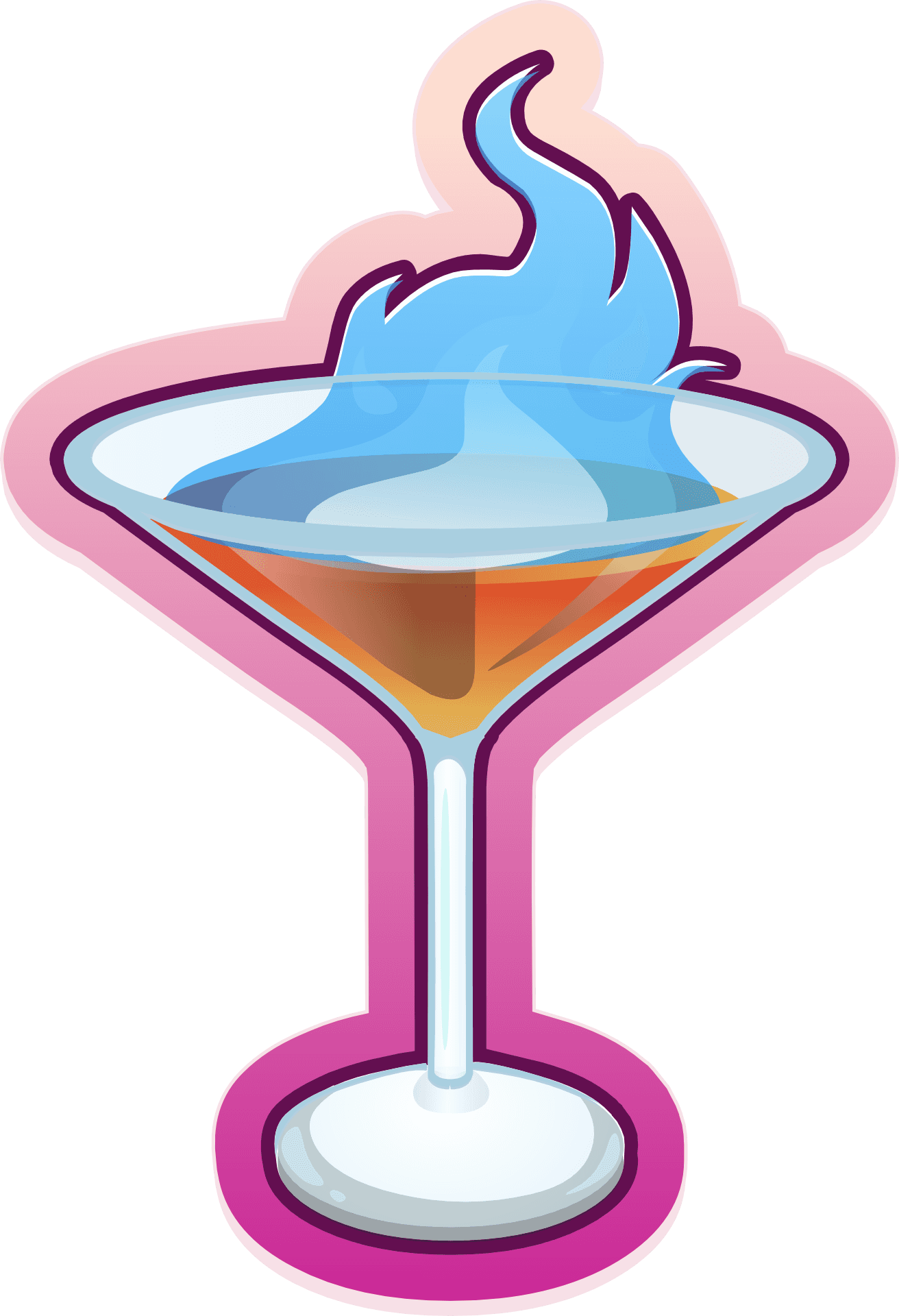 Blue Flame Cocktail Illustration PNG