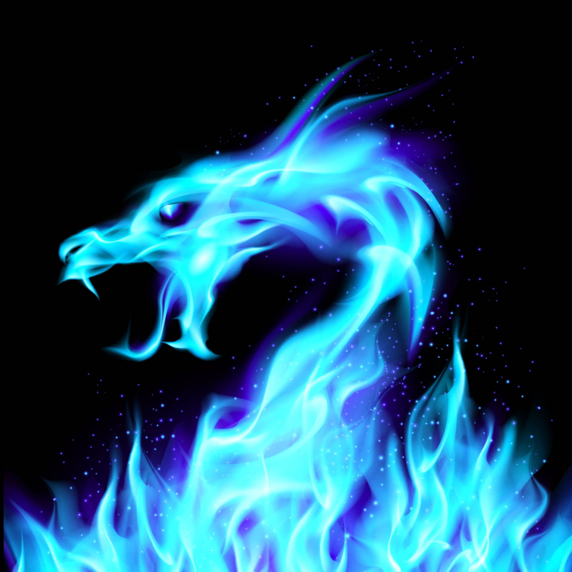 Blue Flame Dragon Wallpaper