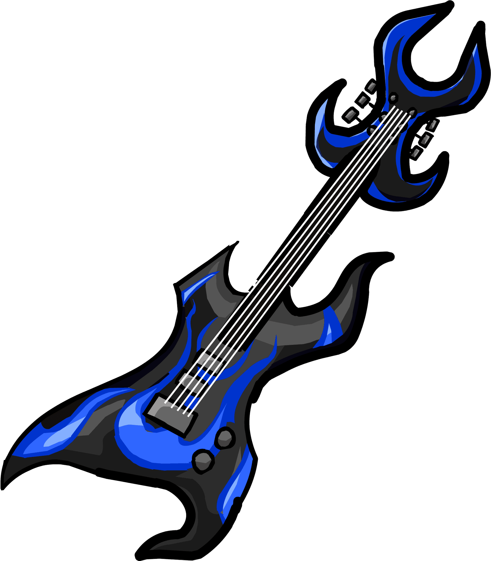 Blue Flame Electric Guitar Illustration PNG