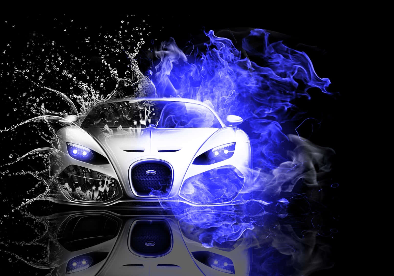 Blue Flame Fantasy Car Wallpaper