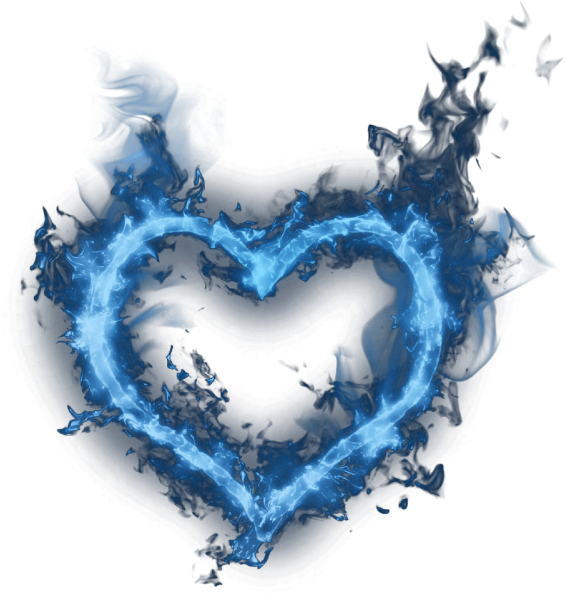 Blue Flame Heart Art PNG