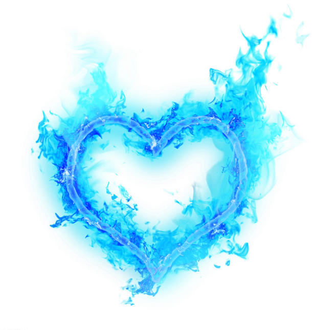 Blue Flame Heart Graphic PNG