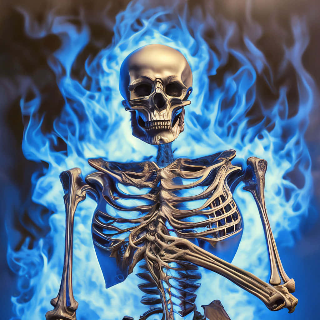 Blue Flame Skeleton Art Wallpaper