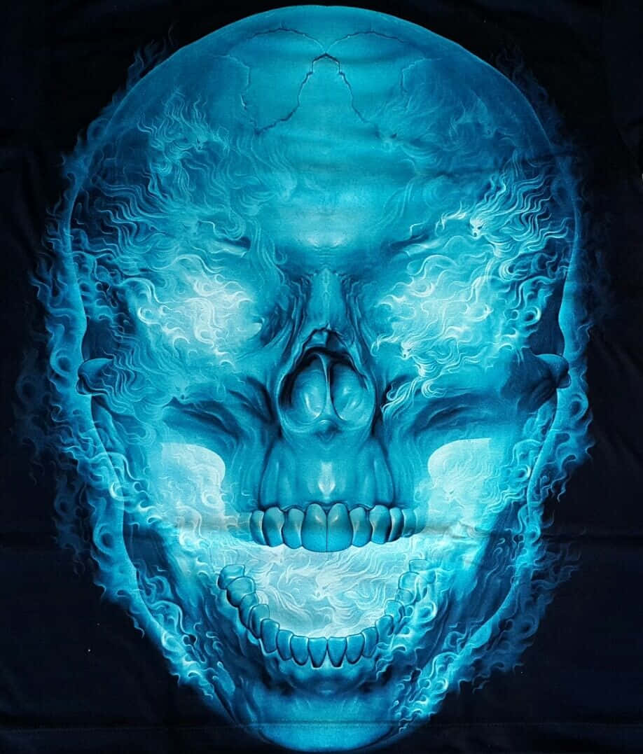 Blue Flame Skull Artwork Wallpaper