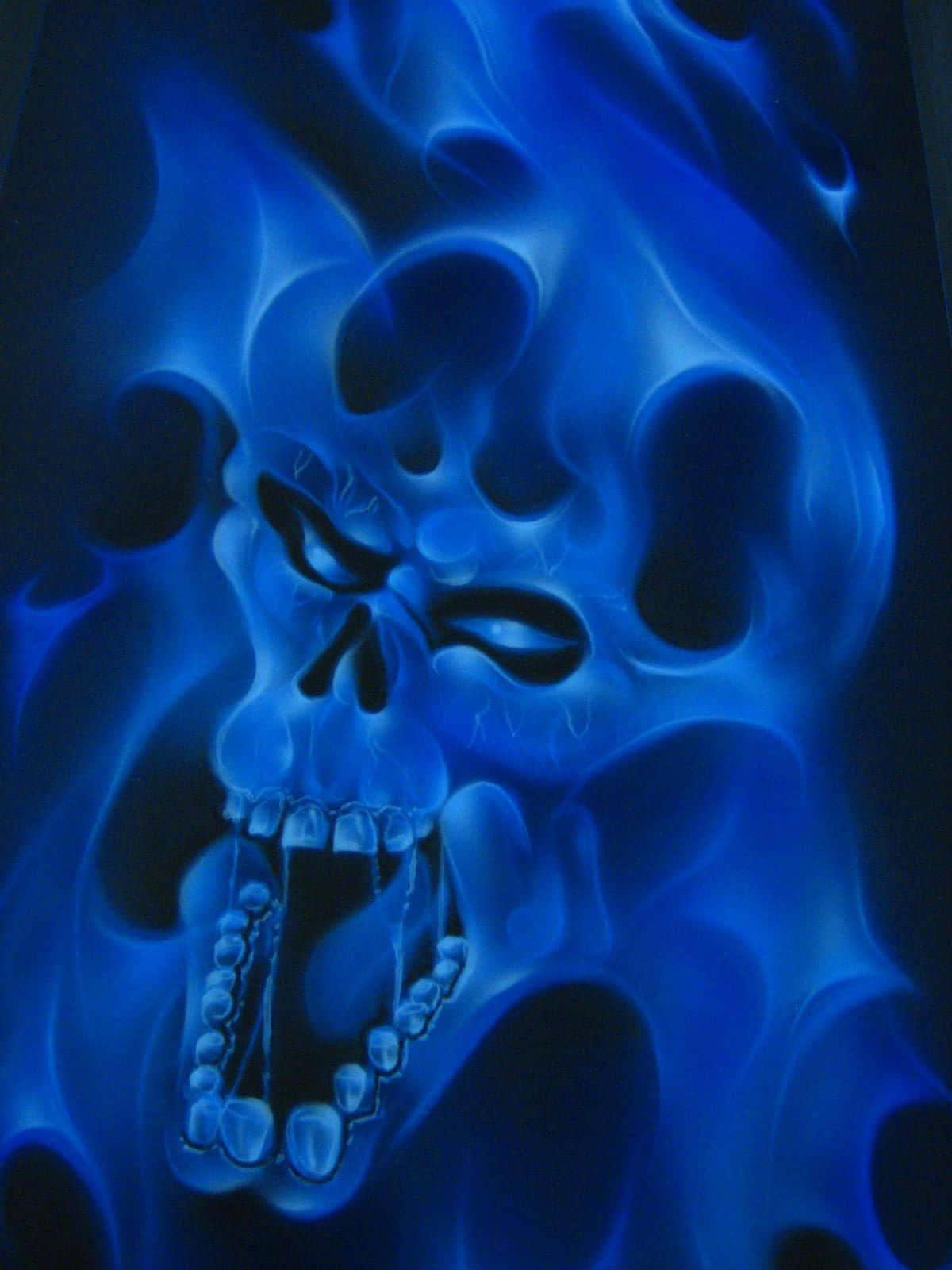Blue Flame Skull Artwork Wallpaper