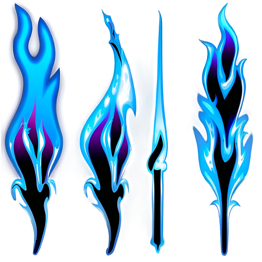 Blue Flames Decoration Png Uvo PNG