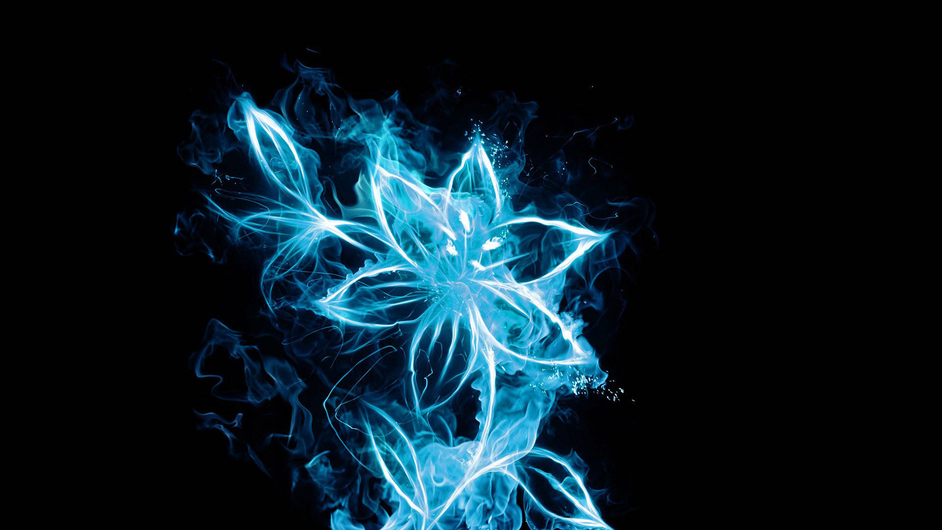 Blue Flames Flower Wallpaper