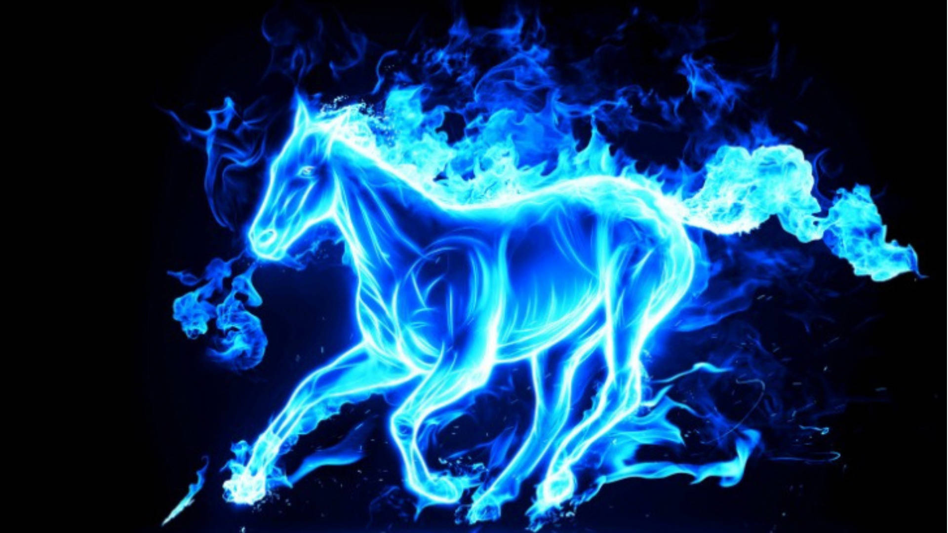 Blue Flames Horse Wallpaper