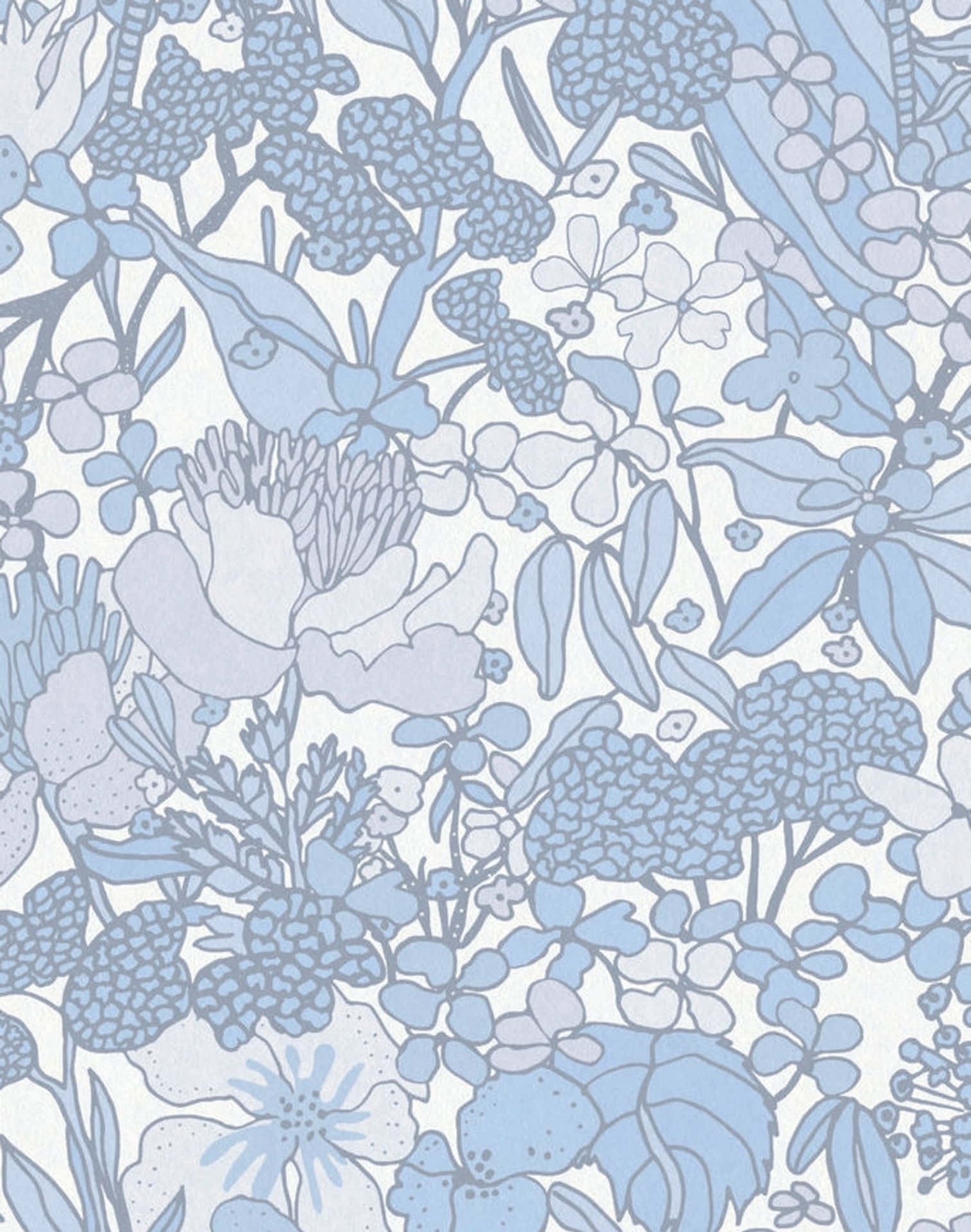A Blue And White Floral Wallpaper
