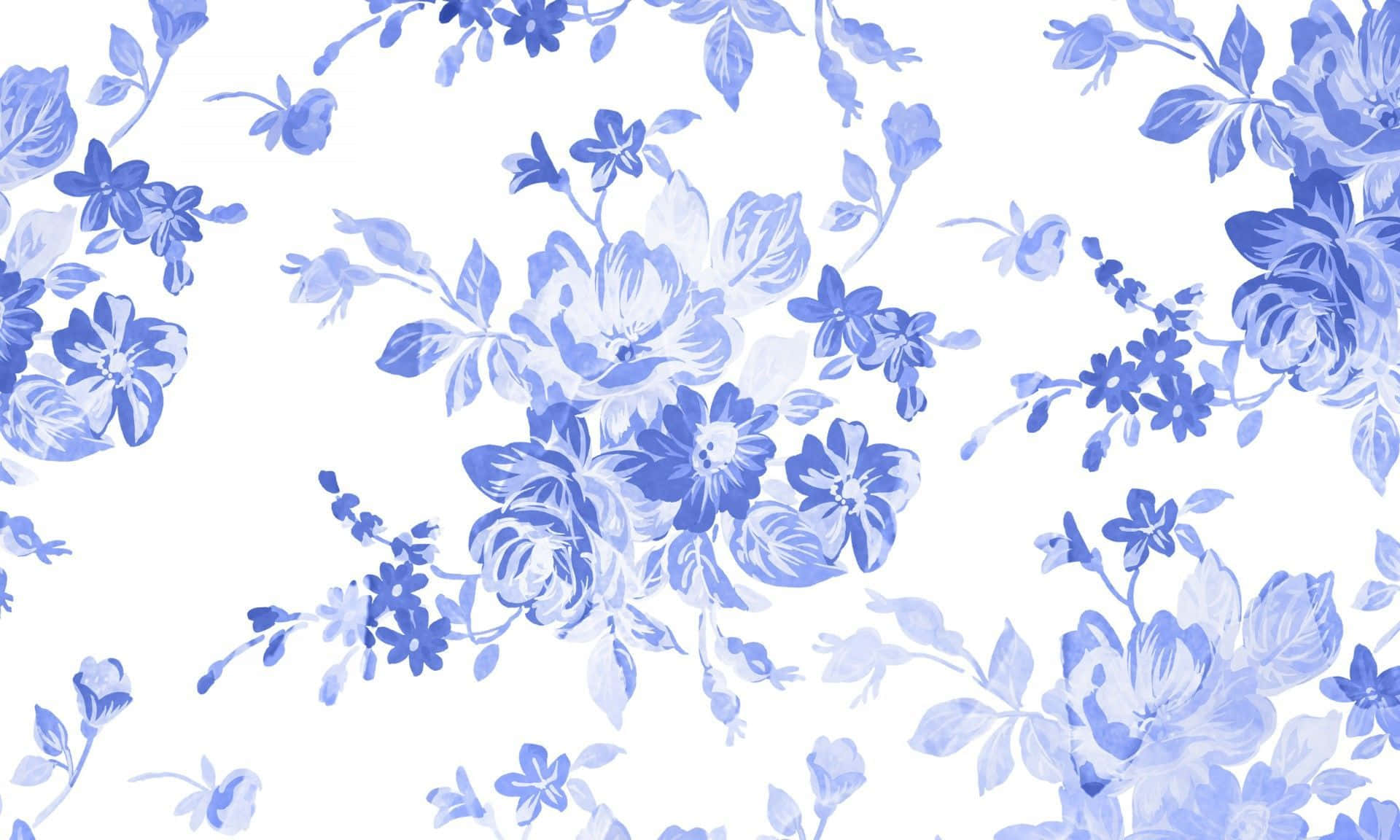 Unfondo Azul Brillante Con Patrones Florales, Perfecto Para Cualquier Decoración.