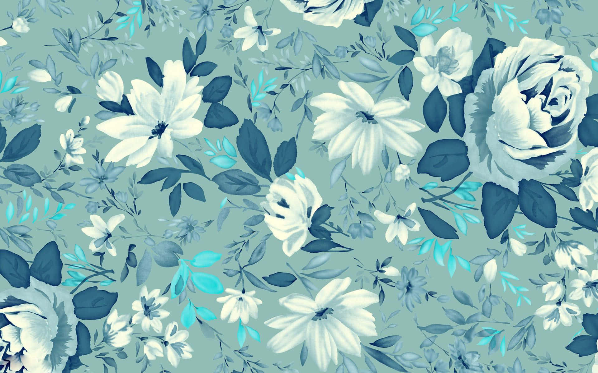 A Floral Pattern With Blue And White Flowers