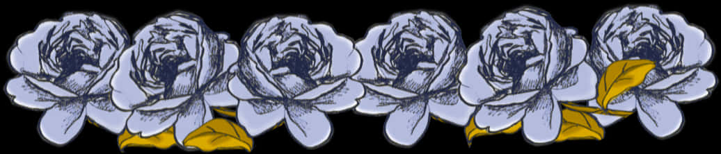 Blue Floral Border Design PNG