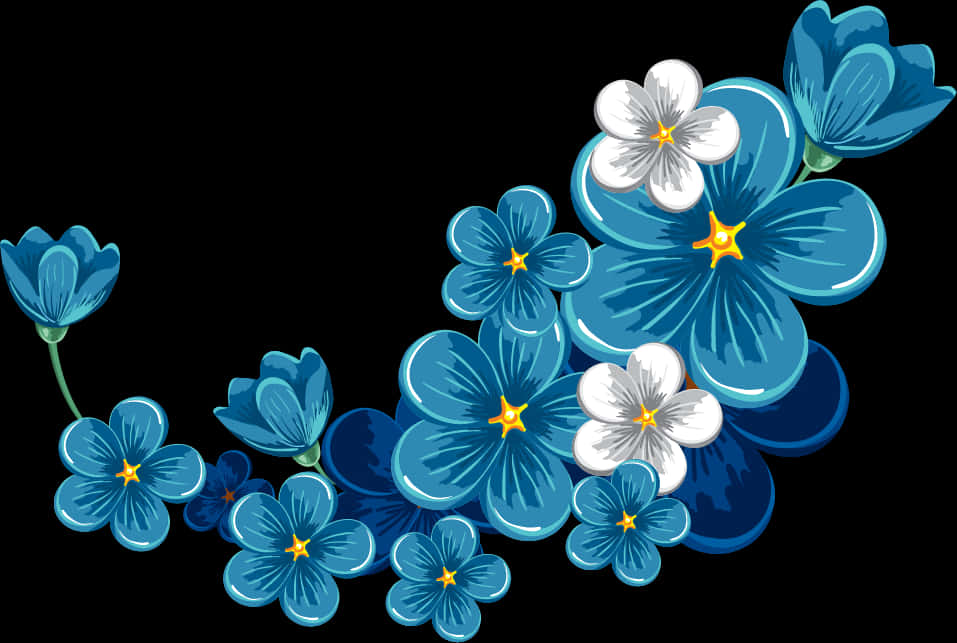 Blue_ Floral_ Border_ Design PNG