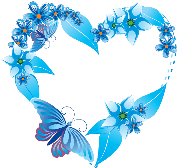 Blue Floral Butterfly Frame PNG