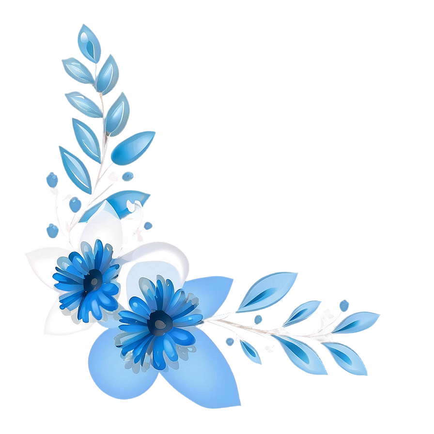 Blue Floral Corner Border Png Gdi72 PNG