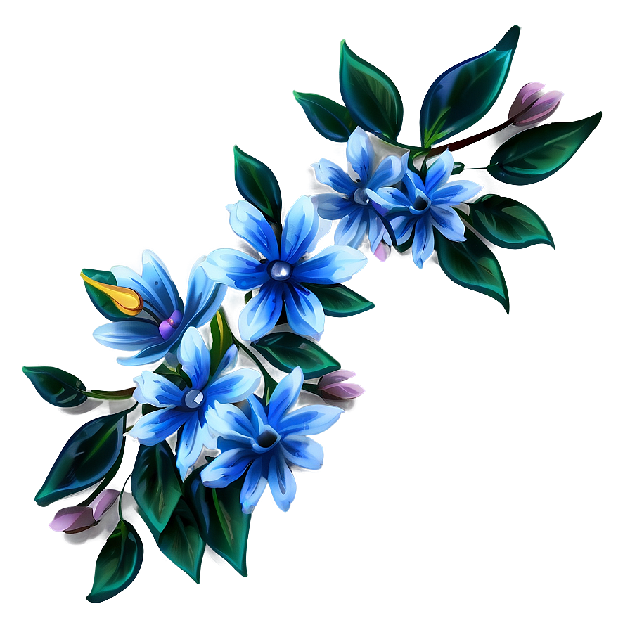 Blue Floral Corner Border Png Xrh PNG