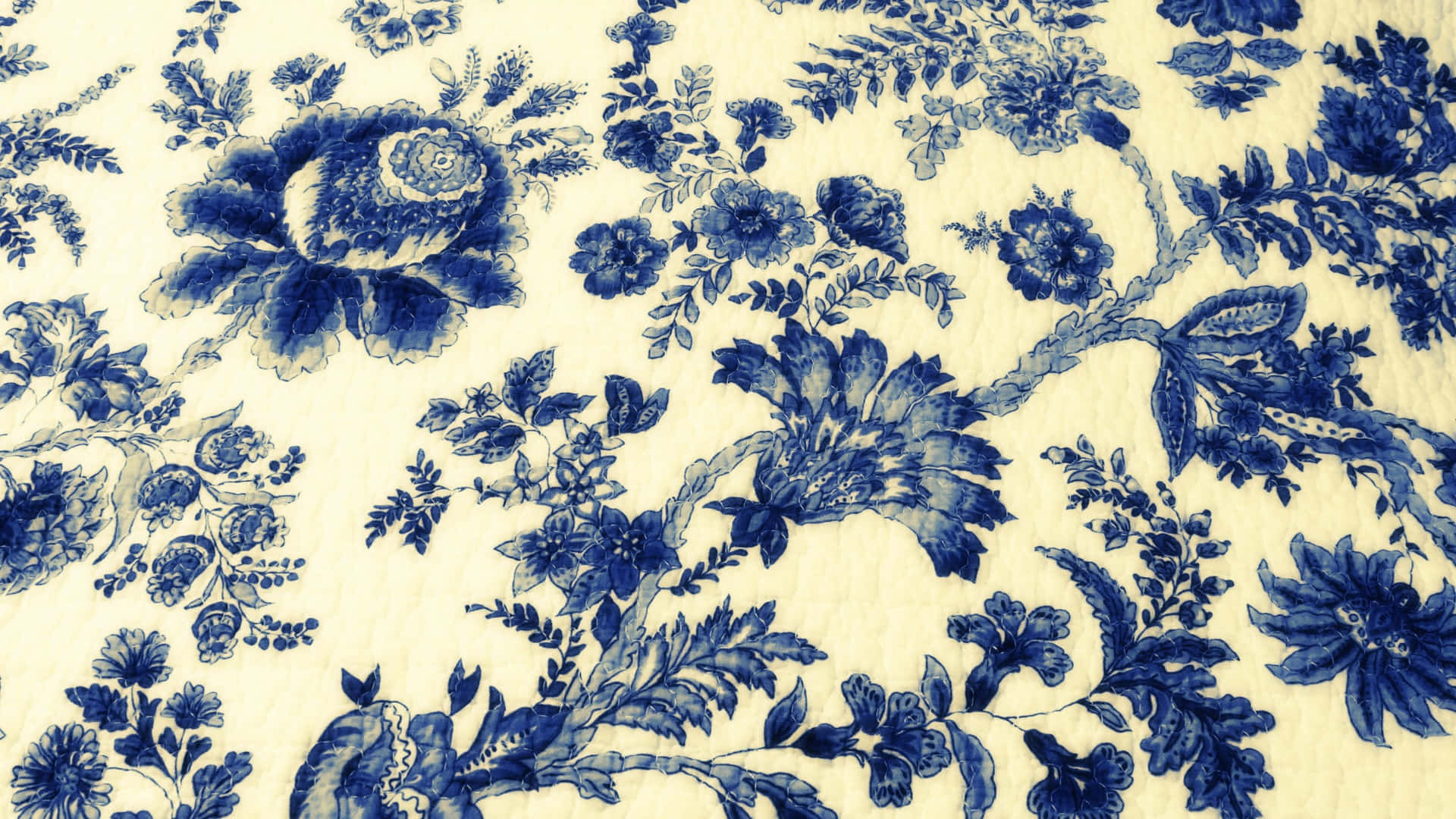 Blue Floral Fabric Pattern Wallpaper