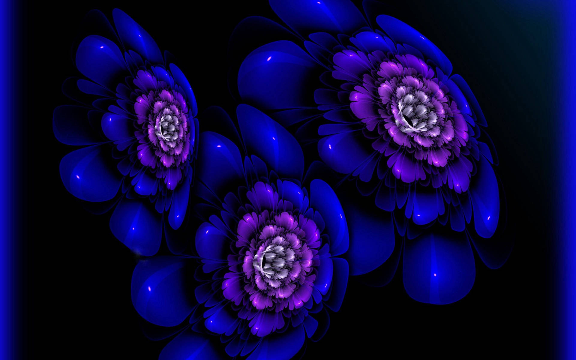 Blue Floral Fractal Design Wallpaper