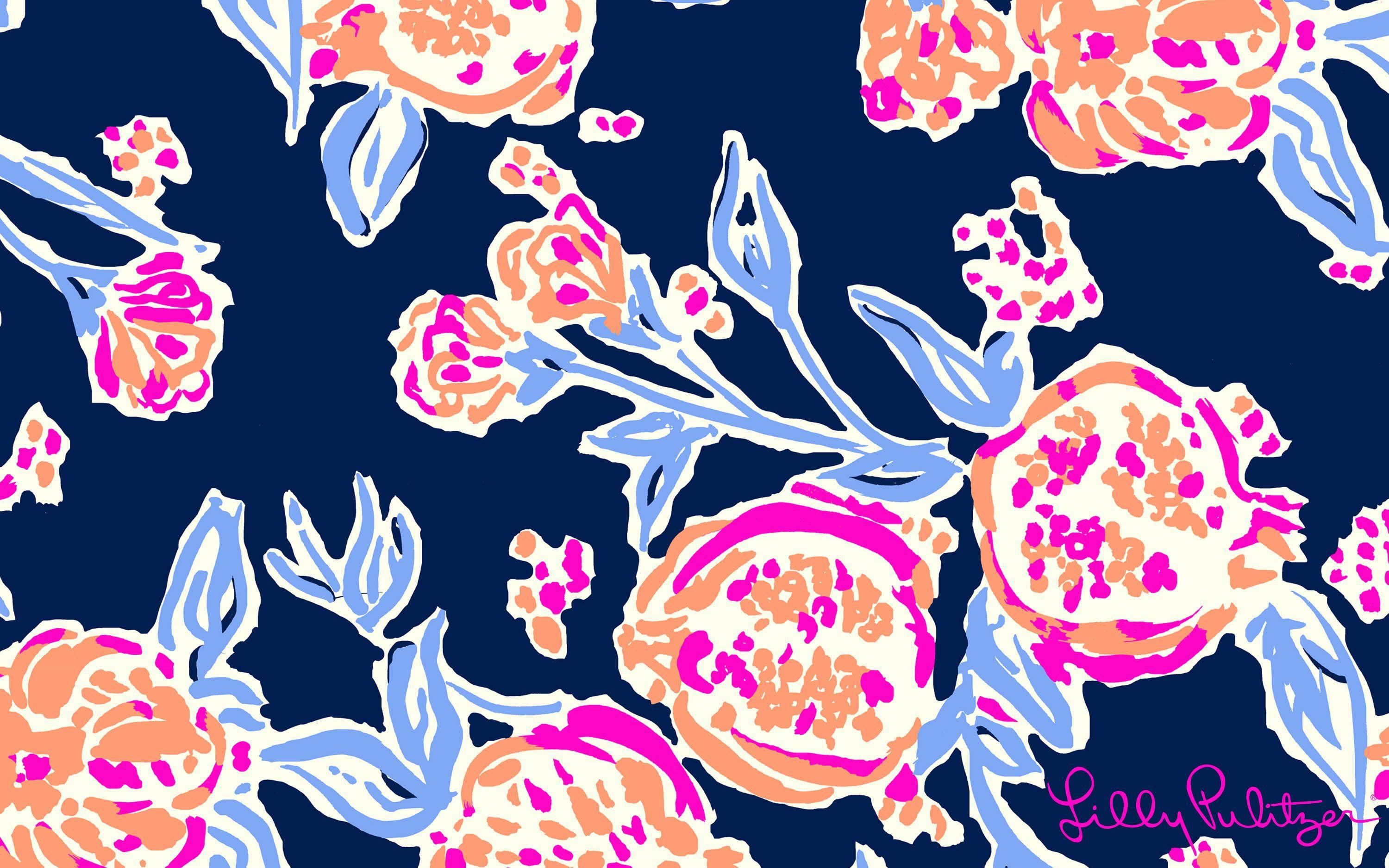 Blue Floral Lilly Pulitzer Desktop Wallpaper