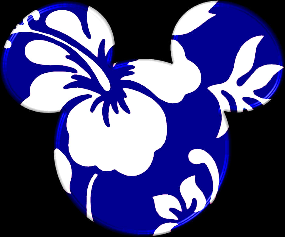 Download Blue Floral Mickey Mouse Design | Wallpapers.com