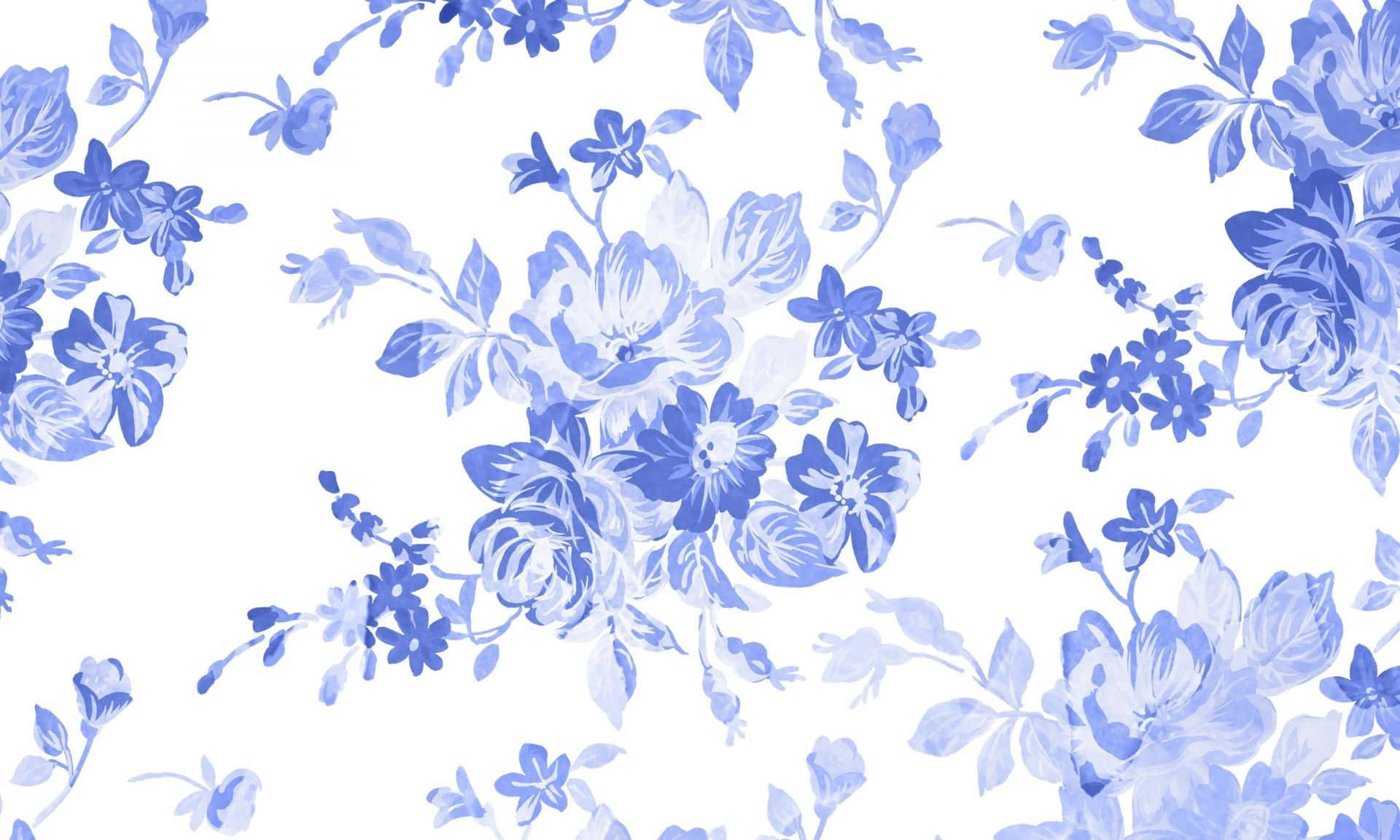 Blue Floral Pattern Background Wallpaper