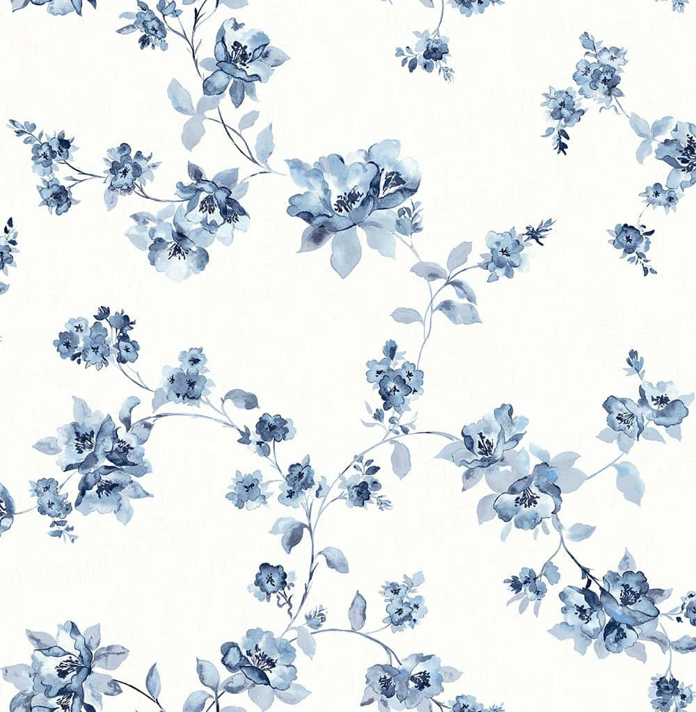 Blue Floral Pattern Background Wallpaper