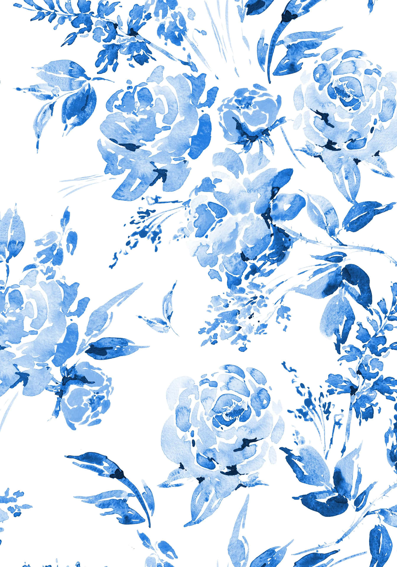 Blue Floral Pattern Background Wallpaper